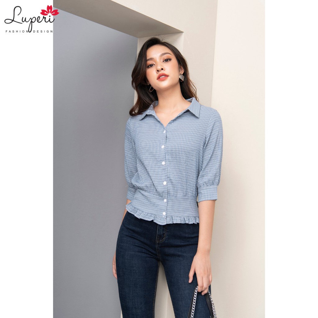 [Mã LT50 giảm 50k đơn 250k] Áo Sơ Mi Nữ Kiểu Cao Cấp LUPERI LFSM1174 Bo Eo, Chất Liệu Gân Đũi Cho Bạn Nữ Đi Chơi Đi Làm