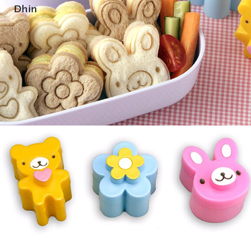 Bộ 3 Khuôn Cắt Bánh Sandwich Hình Thỏ / Gấu Trúc / Hoa Xinh Xắn Tiện Dụng