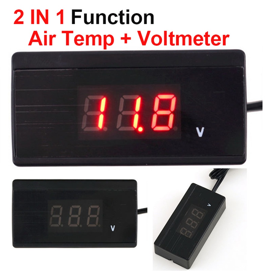 Đồng Hồ Đo Nhiệt Độ Khí+Volt MINI 2 Trong 1 Thông Dụng Cho Xe Hơi/Xe Tải/Xe Máy/Xe Đạp/Xe Tay Ga
