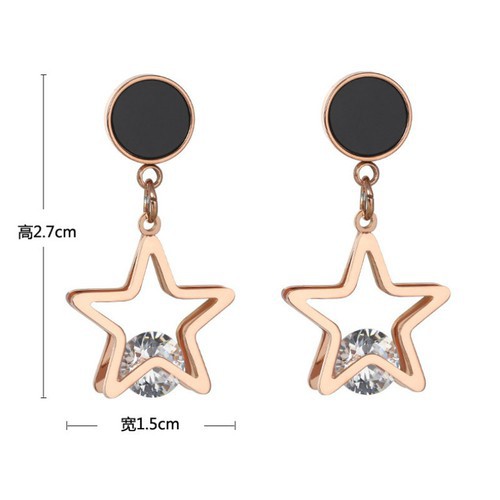 Bông Tai Nữ Ngôi Sao Đính Đá Nhân Tạo Titan Ko Đen TT 2715