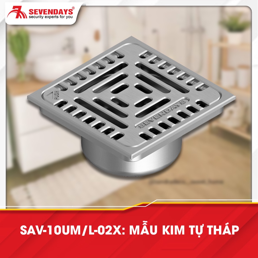 [BẢO HÀNH 10 NĂM] Phễu Thoát Nước Sàn Ngăn Mùi SEVENDAYS Kim Tự Tháp Mặt Vuông Size 12 mã SAV-12UM-02X