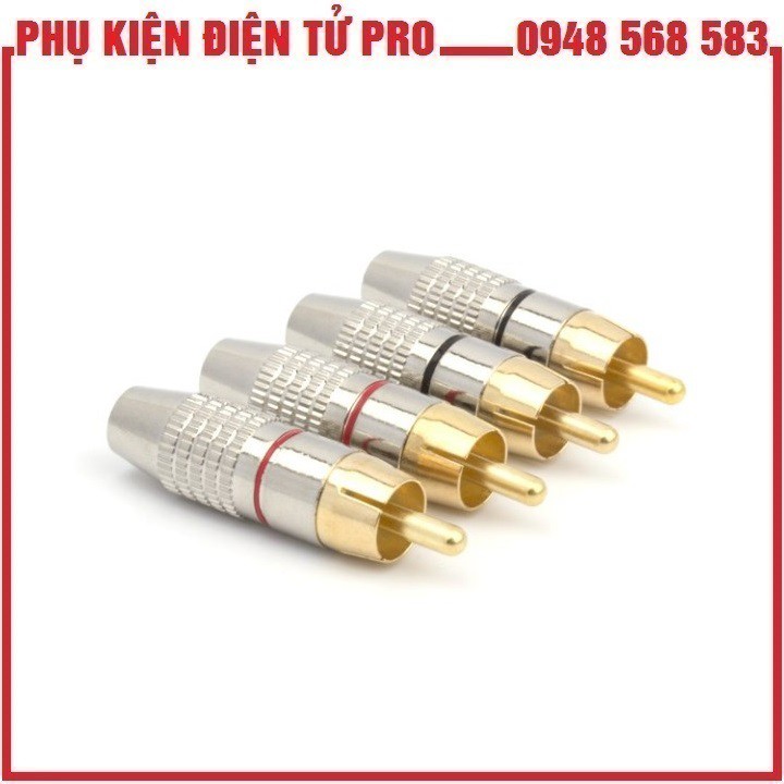 Bộ 02 Đầu Jack Av Rca Hoa Sen Bạc Cao Cấp