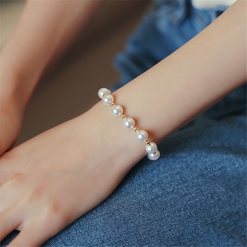 Vòng tay đính ngọc trai nhân tạo phong cách Hàn Quốc thời trang dành cho nữYanqueens Quà tặng trang sức