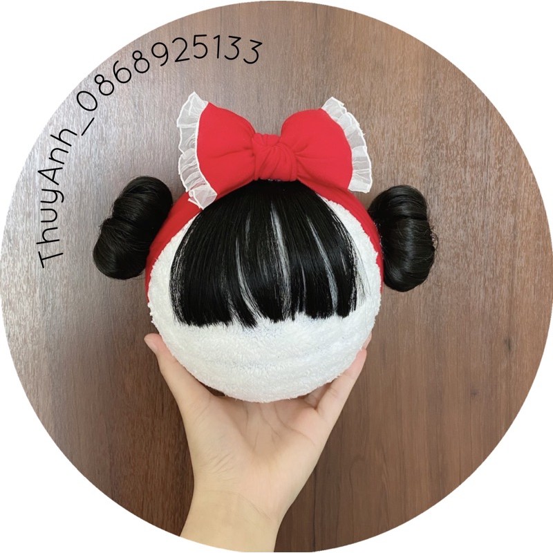 Turban Băng Đô Tóc Giả Hai Bên - Kèm Nơ Chất Cotton Dễ Thương Cho Bé Gái