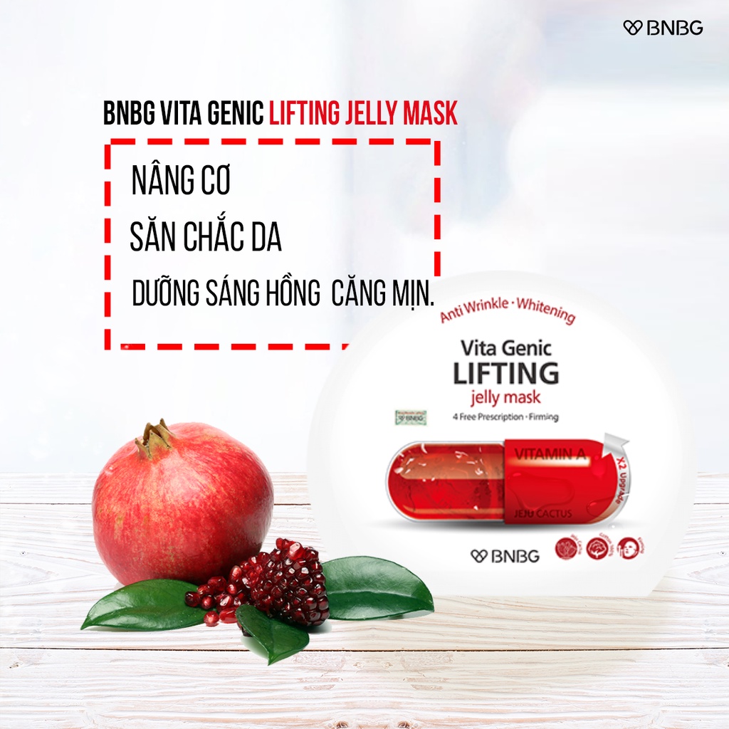 Mặt Nạ BNBG Đỏ [HỘP 10 MIẾNG] Vita Genic Lifting Jelly Mask Chống Lão Hóa Nâng Cơ Dưỡng Sáng Và Đều Màu Da NHẬP KHẨU