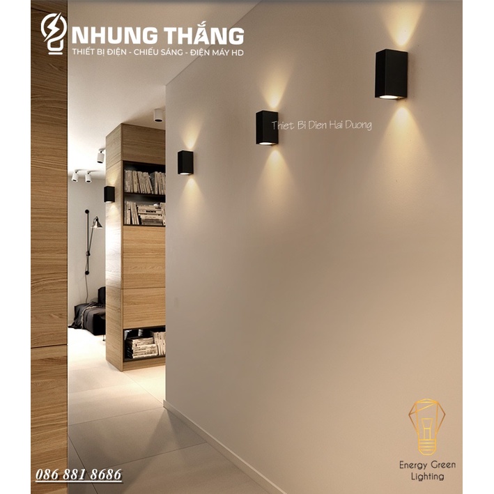 Đèn Hắt Tường Chống Nước 2 Đầu Chiếu Sáng DT-5603 - 10W Ánh Sáng Vàng Thân Nhôm - Chip Led Siêu Sáng - Bảo Hành 1 Năm