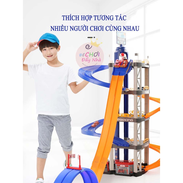 (Kèm 8 ô tô) Đồ chơi đường đua ô tô, tòa nhà để xe 5 tầng 2in1 - Đồ chơi đầy nhà