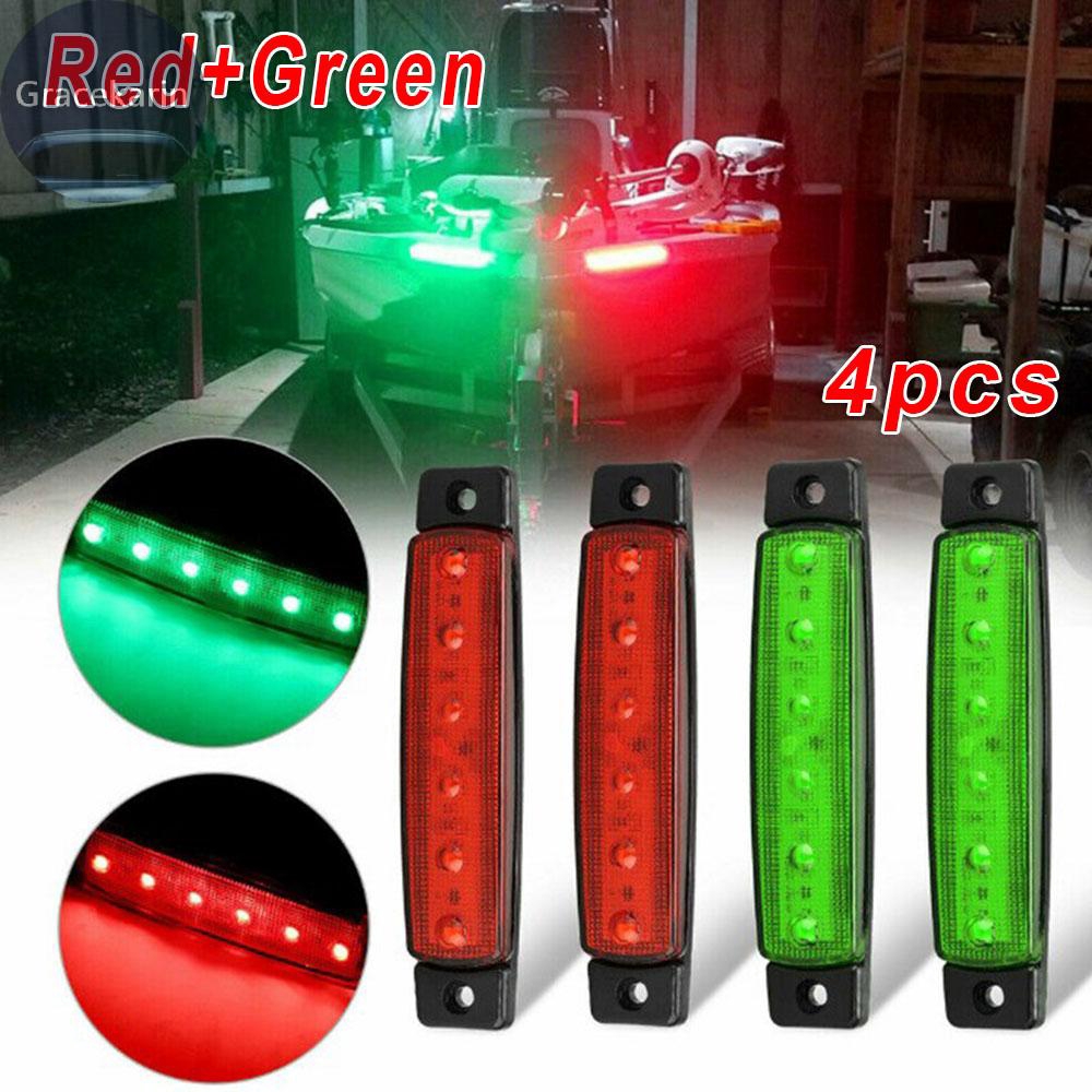 Bộ Đèn Led 6 Bóng DC12V Màu Xanh Lá/Đỏ Chống Thấm Nước Chuyên Dụng Cho Tàu Thuyền