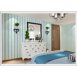 Decal giấy dán tường sọc sao xanh