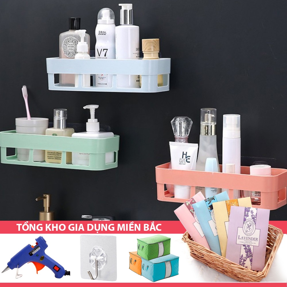 [Tổng Kho Sỉ] Kệ Nhựa Chữ Nhật B24CN Mới Về - Đựng Để Đồ Nhà Tắm - Nhà Bếp - Miếng Dính Đôi Siêu Chắc