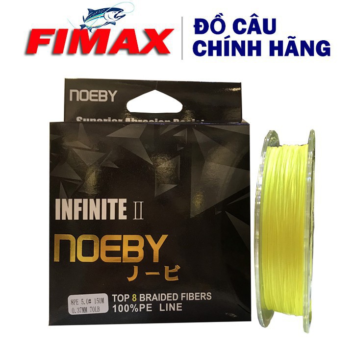 Dây dù câu cá PE Noeby Infinite II màu vàng 150m, siêu mịn công nghệ Nhật Bản, Dây PE chìm lửng câu cá lóc,cá chẽm...