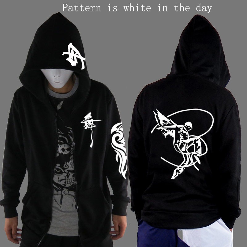 Áo hoodies tay dài in họa tiết sói màu dạ quang thời trang cá tính