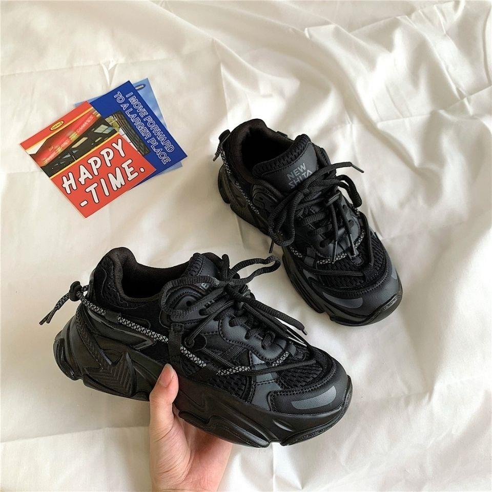 Giày Thể Thao Màu Đen Phong Cách Hàn Quốc Cá Tính Cho Nữ