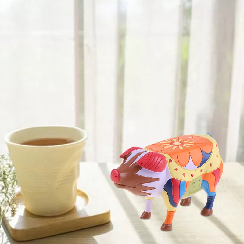 Aoto Đồ trang trí Chú Heo Bằng Nhựa Resin Dễ Thương Vui Nhộn Trang Trí Vườn
