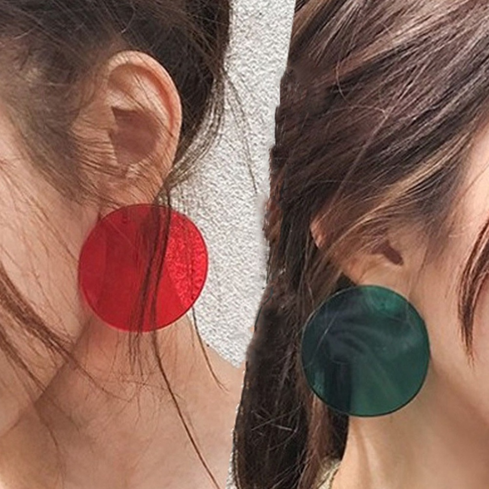 Bông tai nhựa trong suốt hình tròn nhiều màu sắc thời trang cho nữ