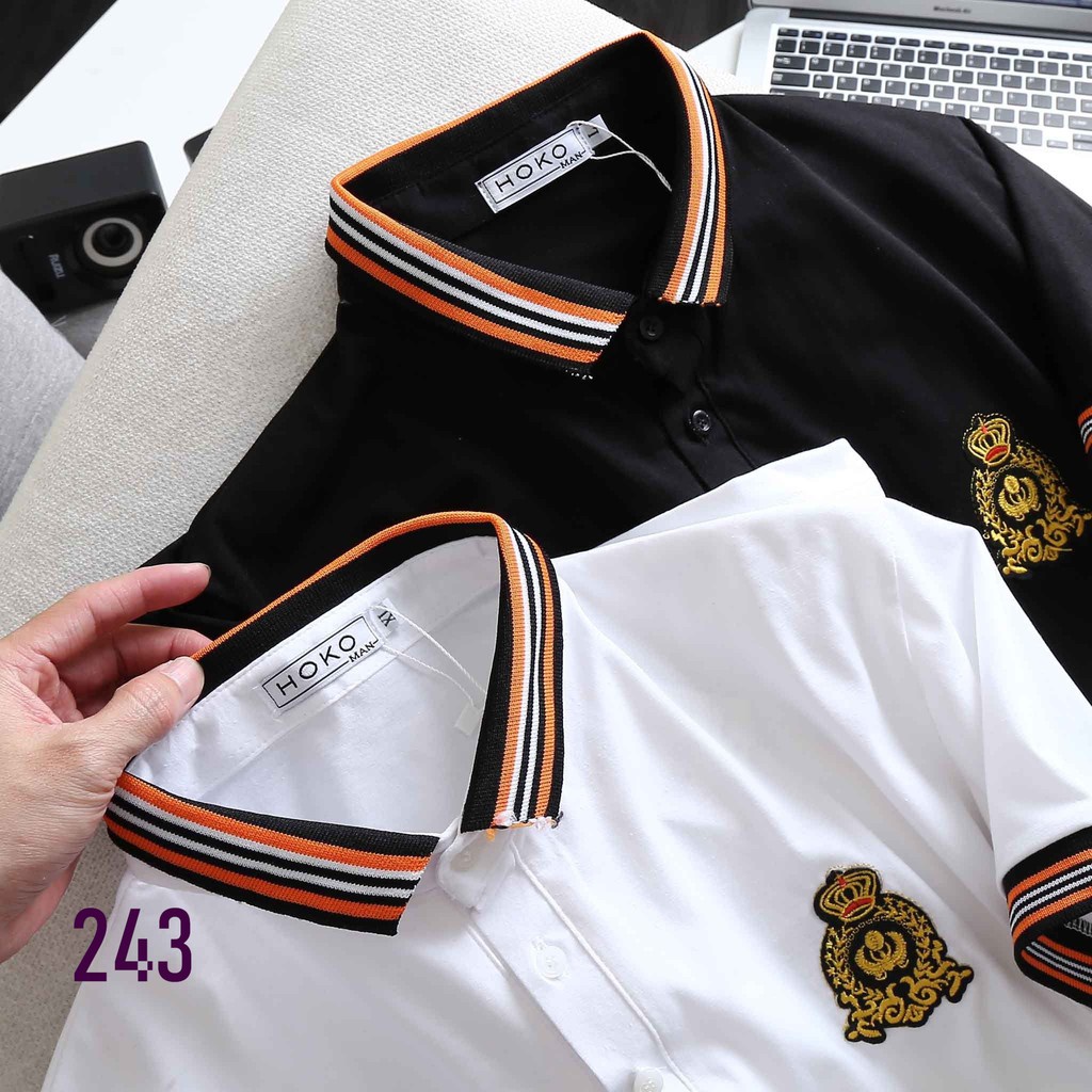 Áo Thun Nam Cổ Bẻ Polo Thêu Vương Miện 243 Chất Liệu Cao Cấp Thấm Hút Mồ Hôi Phong Cách Trẻ Trung - Hazo