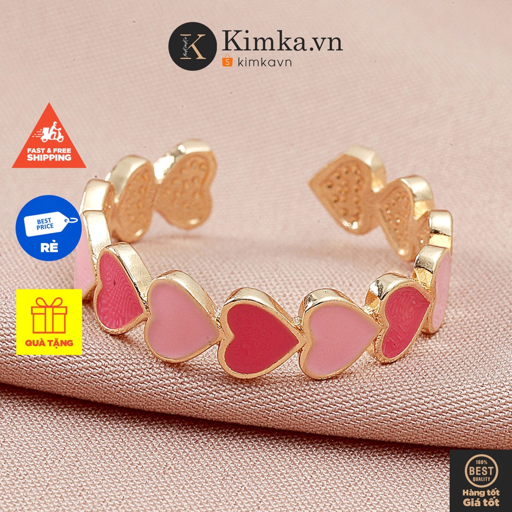 (0364) Nhẫn Kim Loại Màu Sắc Viền Trái Tim Trẻ Trung Năng Động Hàn Quốc