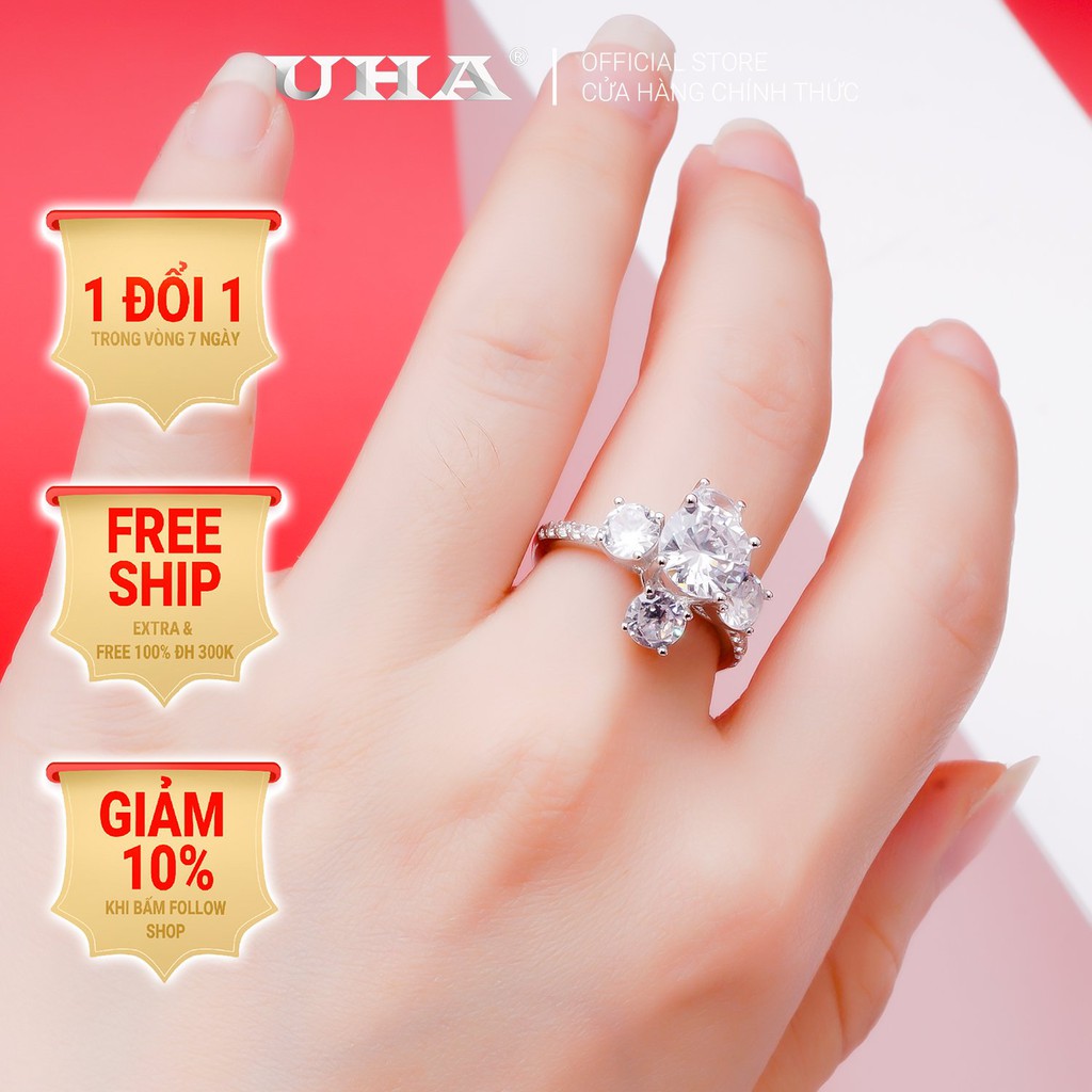 Nhẫn nữ đính xoàn mạ vàng 18K cao cấp (giá tốt nhất) N506147T-125