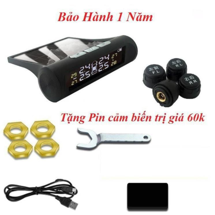 Cảm Biến Áp Suất Lốp TPMS, van ngoài,màn màu, Pin mặt trời [Tặng 4 pin Cảm Biến giá 60k]