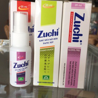 Xịt nách Zuchi 20ml ( tím + xanh lá+ đỏ)