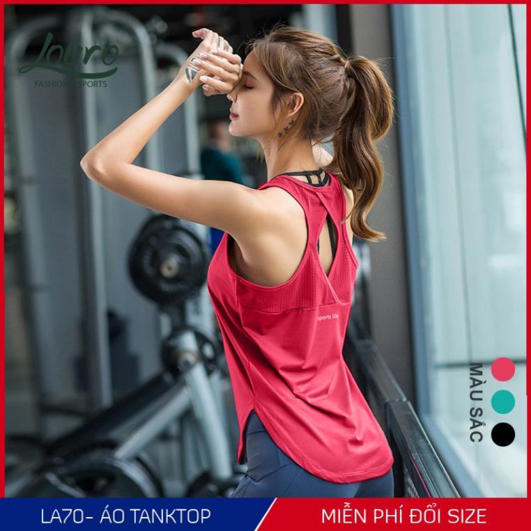 Áo tanktop nữ tập gym Louro FA70🍀FREESHIP🍀kiểu áo tanktop nữ tập thể thao, yoga, zumba, co giãn 4 chiều 🎁