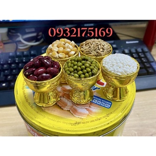 Combo 3 bộ ngũ đậu ly vàng- 3 tháp tỏi ông Địa- 10 chân đế hoa sen