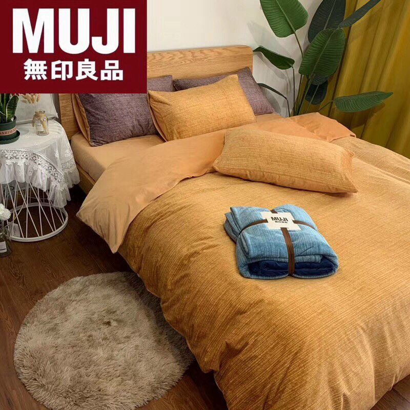 [CHÍNH HÃNG] &quot;BÁN LỖ XIN 5 SAO&quot; - Chăn ga gối nỉ Muji nhập khẩu Nhật cao câp - 4 món