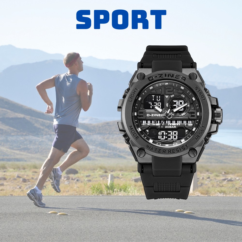 Đồng Hồ Đeo Tay Nam Điện Tử Thể Thao Sport Watch Chính Hãng D-ZINER 1901 Chống Nước 30M Tuyệt Đối Full Box