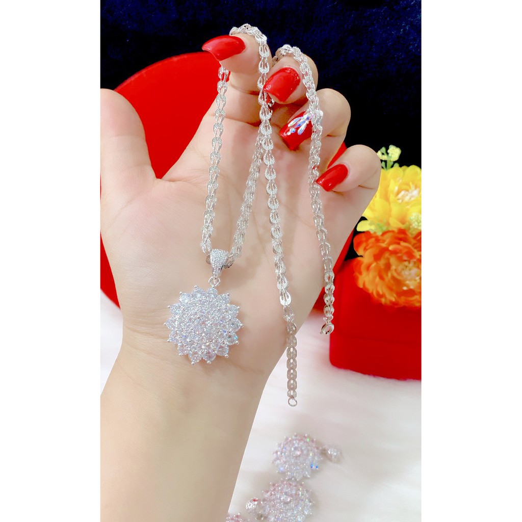 Dây chuyền mặt hoa mạ bạch kim cao cấp E691