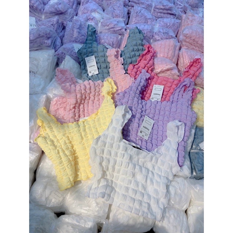 Áo Dây Bản To Croptop Nữ Xốp Nổi Phồng alohashop91