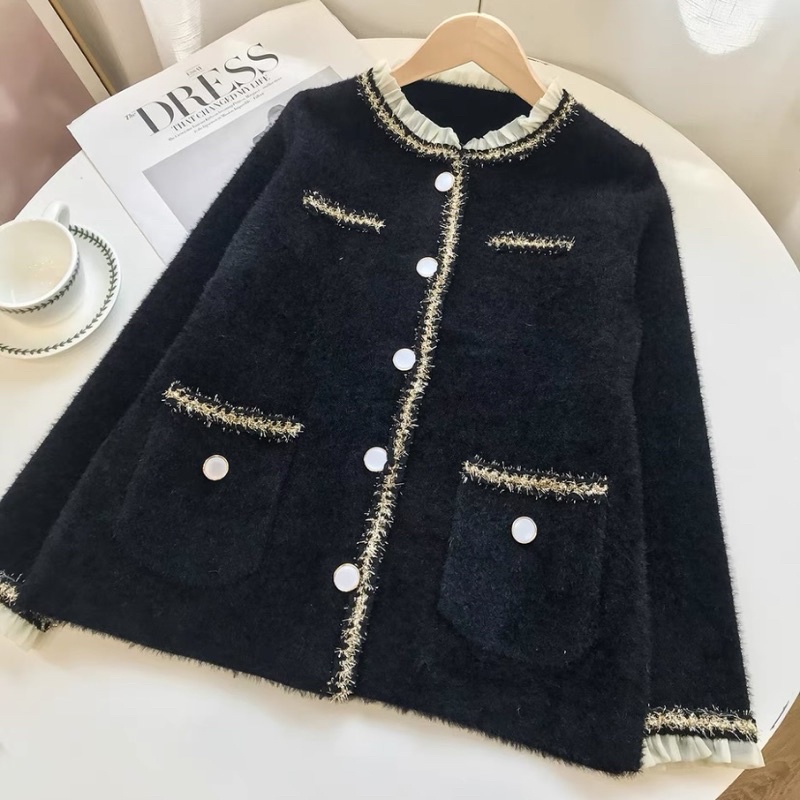 Áo Khoác Cardigan Lông Thỏ Bèo Viền Tiểu Thư (Ảnh Shop tự chụp) | BigBuy360 - bigbuy360.vn