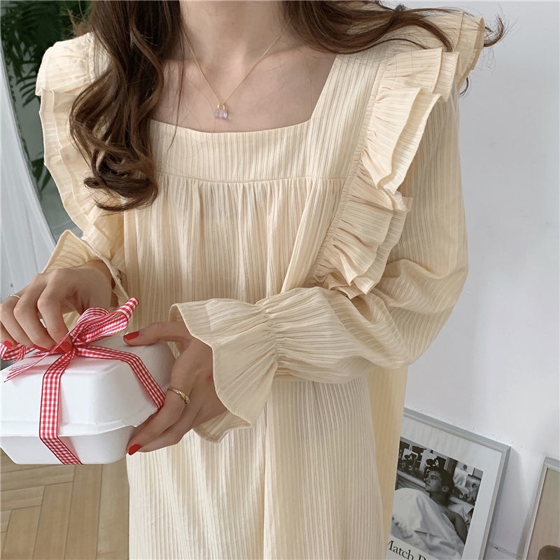 Bộ Đồ Ngủ Tay Dài Dáng Rộng Mềm Mại Phong Cách Công Chúa Hàn Quốc Thời Trang Xuân Thu Xinh Xắn Cho Nữ | BigBuy360 - bigbuy360.vn