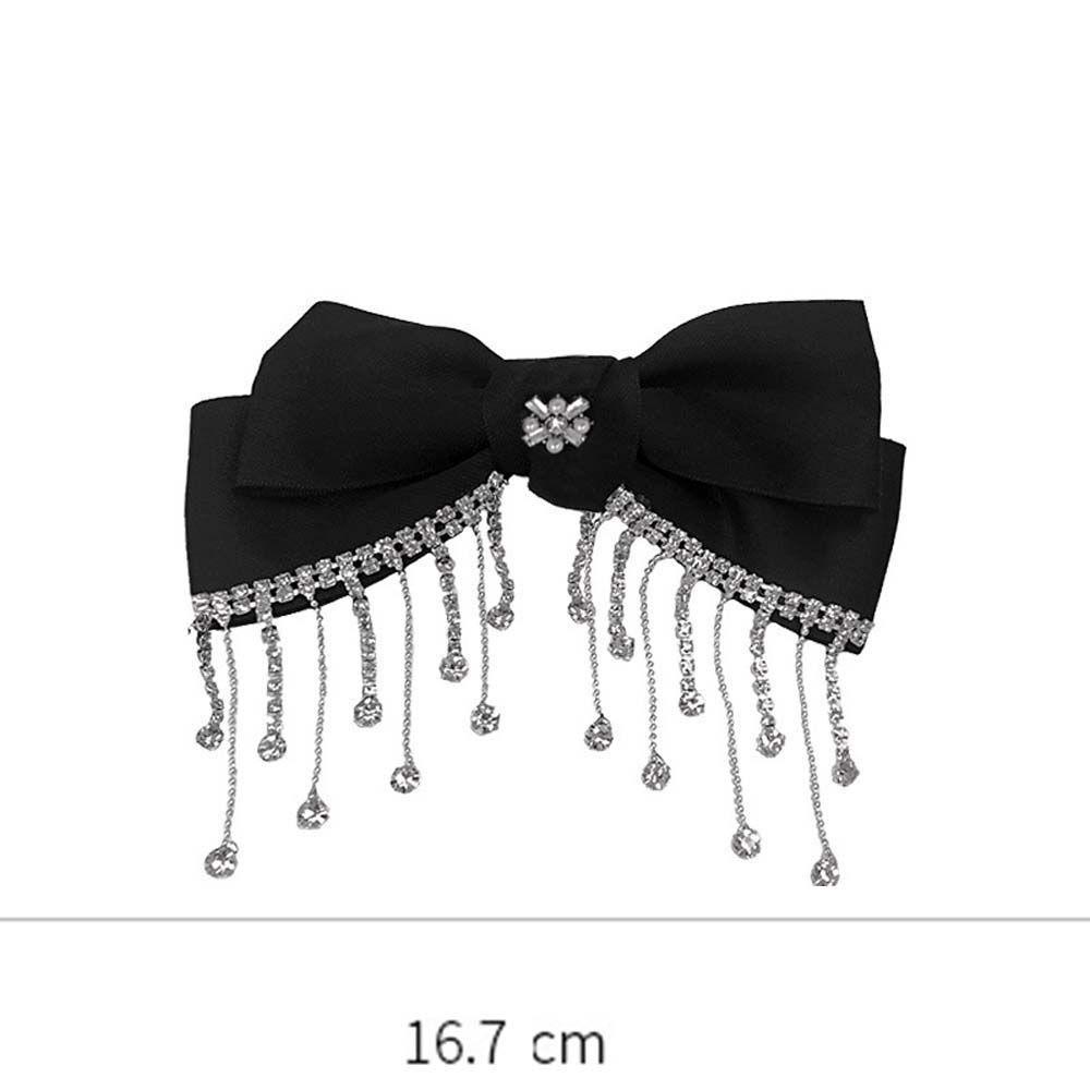 TWINKLE Kẹp Tóc Nơ Tua Rua Bằng Lụa Màu Đỏ Rượu Vang Hồng Đen Sang Trọng|Kẹp Tóc Nữ Kiểu Dáng Thời Trang Thanh Lịch