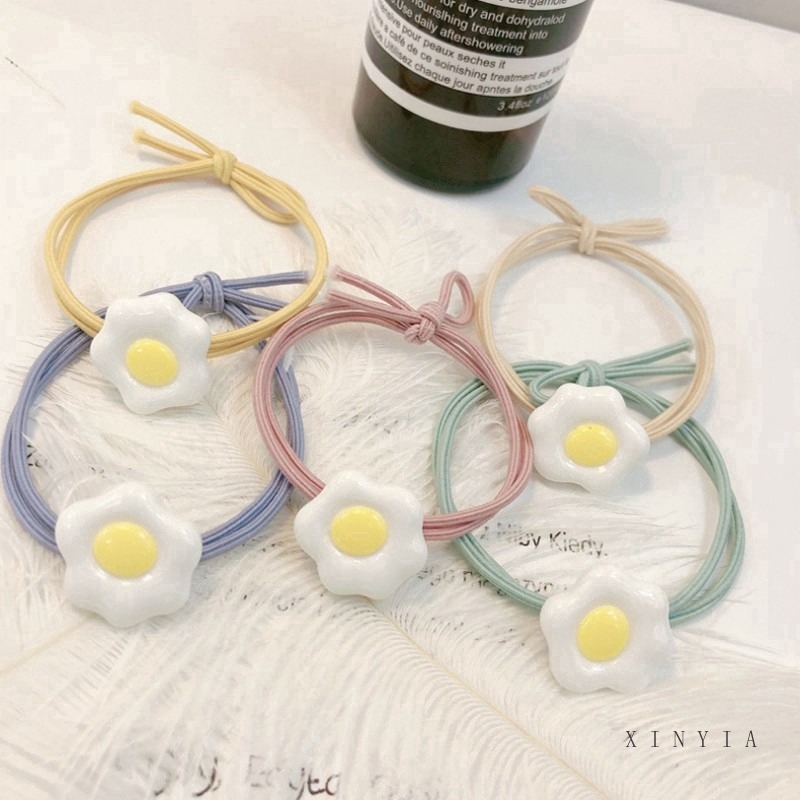 Dây buộc tóc cao su co giãn hình quả trứng kiểu Hàn Quốc xinh xắn trẻ trung dành cho nữ