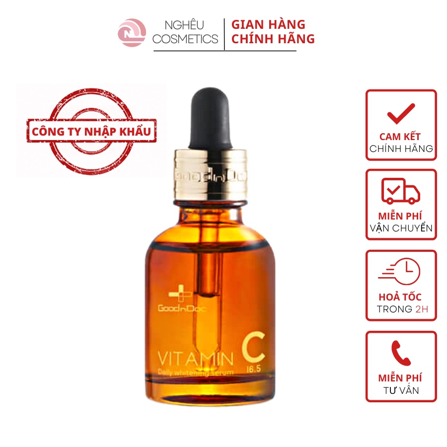 Serum Goodndoc Vitamin C 16.5 Mờ Nám Sáng Da Chống Lão Hoá 30ml Hàng Công Ty