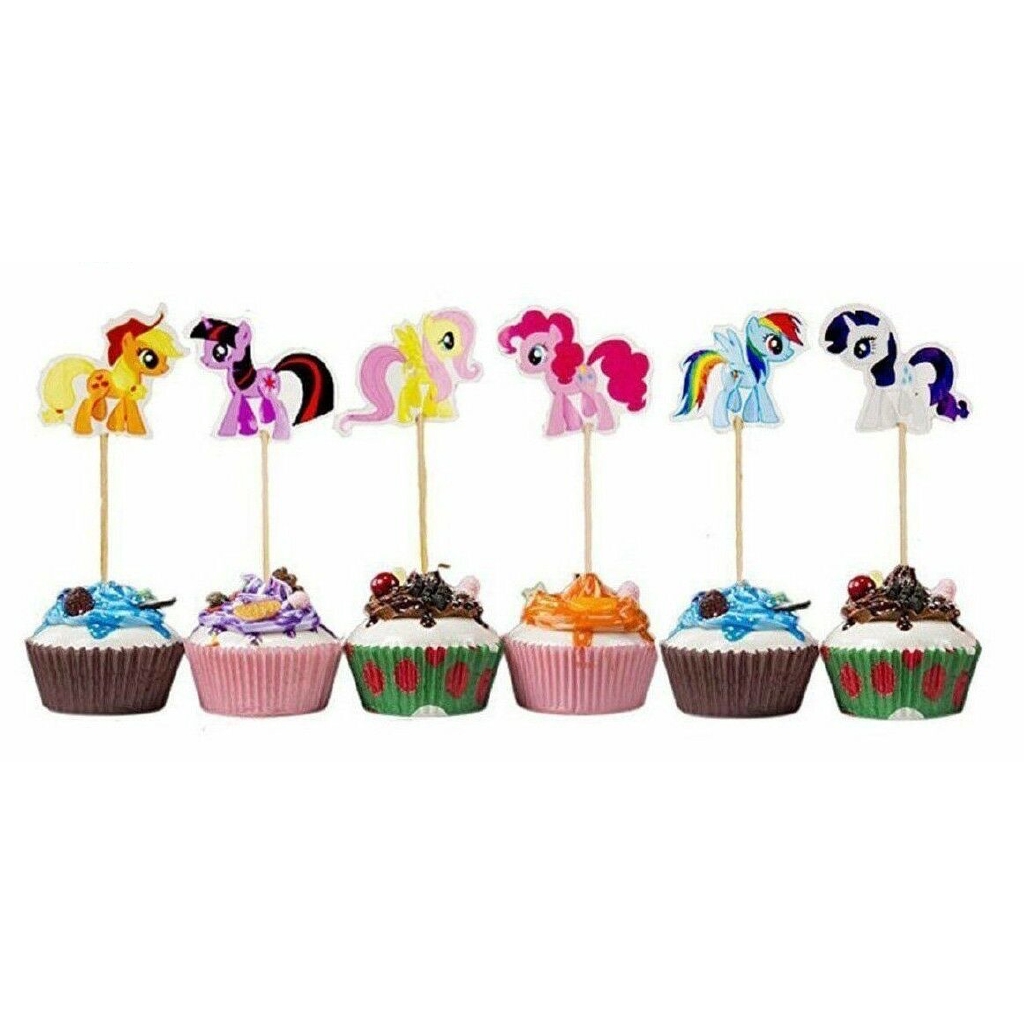 Set 24 Que Cắm Trang Trí Bánh Hình Chú Ngựa Pony Dễ Thương