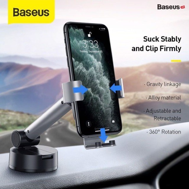 <Luxury> Giá đỡ kẹp điện thoại xe hơi ôtô - Baseus Simplism Gravity Car Mount - Loại hút chân không gắn kính hay táp lô