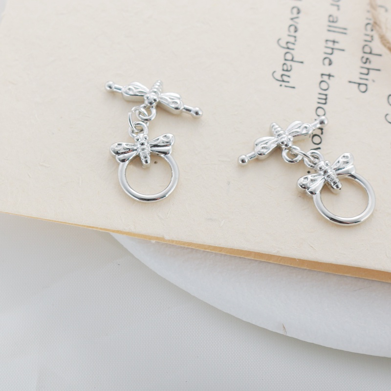 Khóa Cài Vòng Tay/Dây Chuyền Bằng Đồng Màu Trắng Vàng Hình Chuồn Chuồn Tròn Đính Ngọc Trai IQ diy