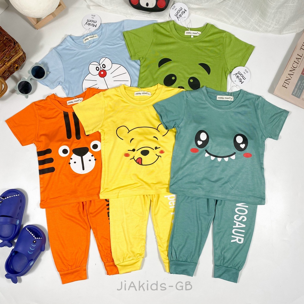 Bộ Tay Ngắn Quần Dài THUN LẠNH MINKY MOM In Hình Dễ Thương Cho Bé TN-IN91