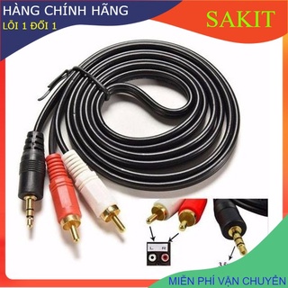 Cáp (Dây) Chuyển - Jack Chuyển  AUDIO - Máy Tính Điện Thoại  3.5MM RA RCA 2 ĐẦU BÔNG SEN (Av) dài 3m