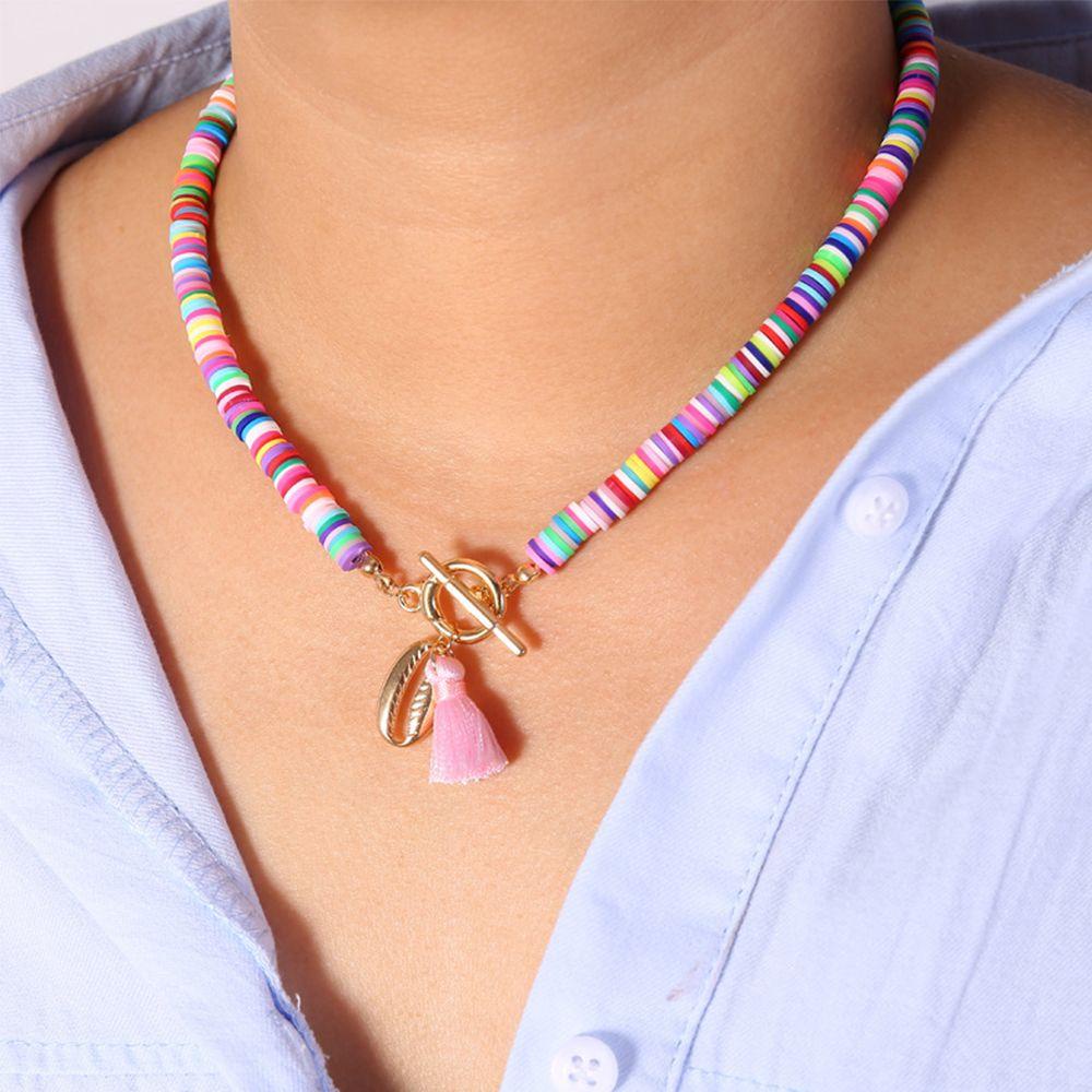 Vòng cổ Tình Bạn Mặt Vỏ Sò Nhiều Màu Phong Cách Bohemian Thời Trang WMES15H