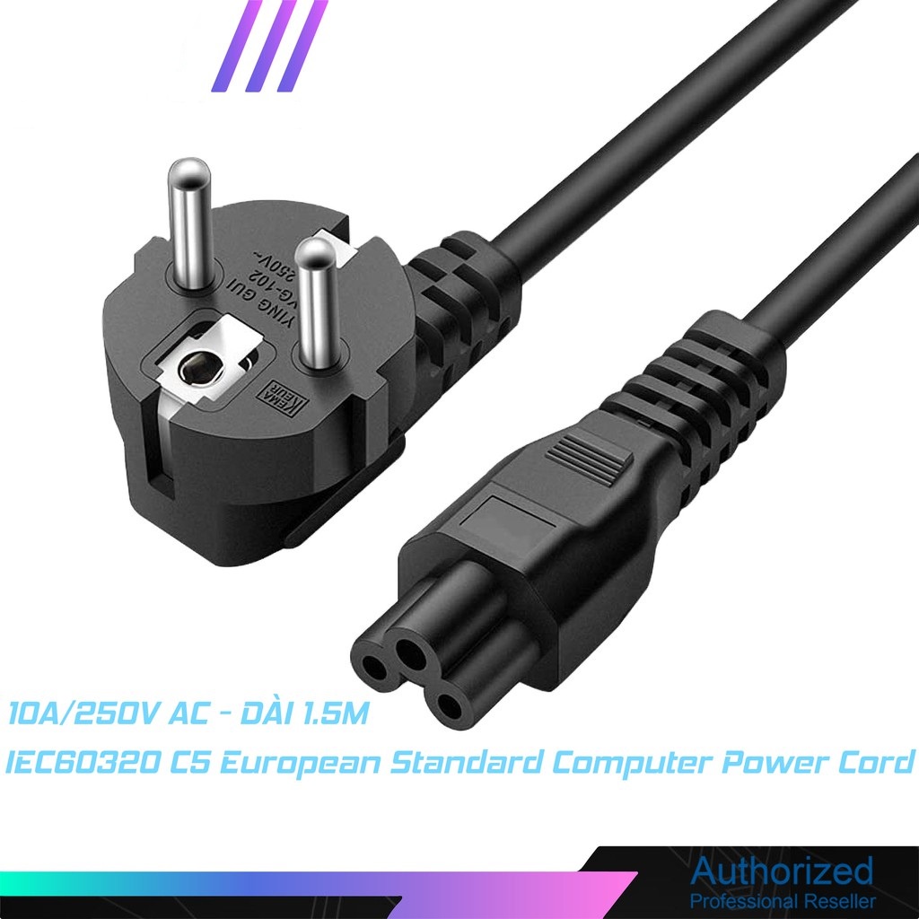 Dây nguồn laptop IEC C5 dài 1.5M EU Laptop 3-pin Charger loại tốt