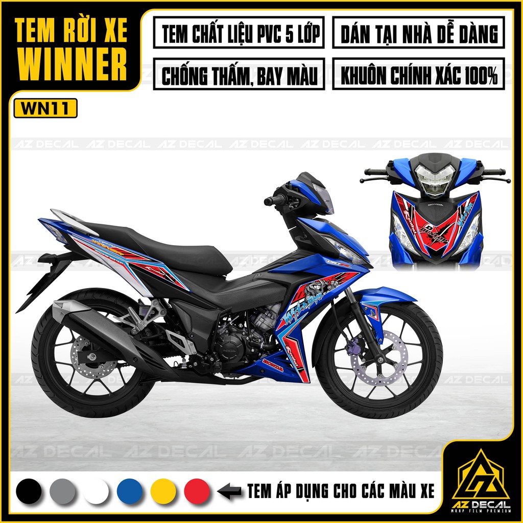 Tem Xe Winner 150 Mẫu Dunlop | WN11 | Chất Liệu Decal PVC Chống Thấm Nước, Chống Bay Màu, Dễ Dán