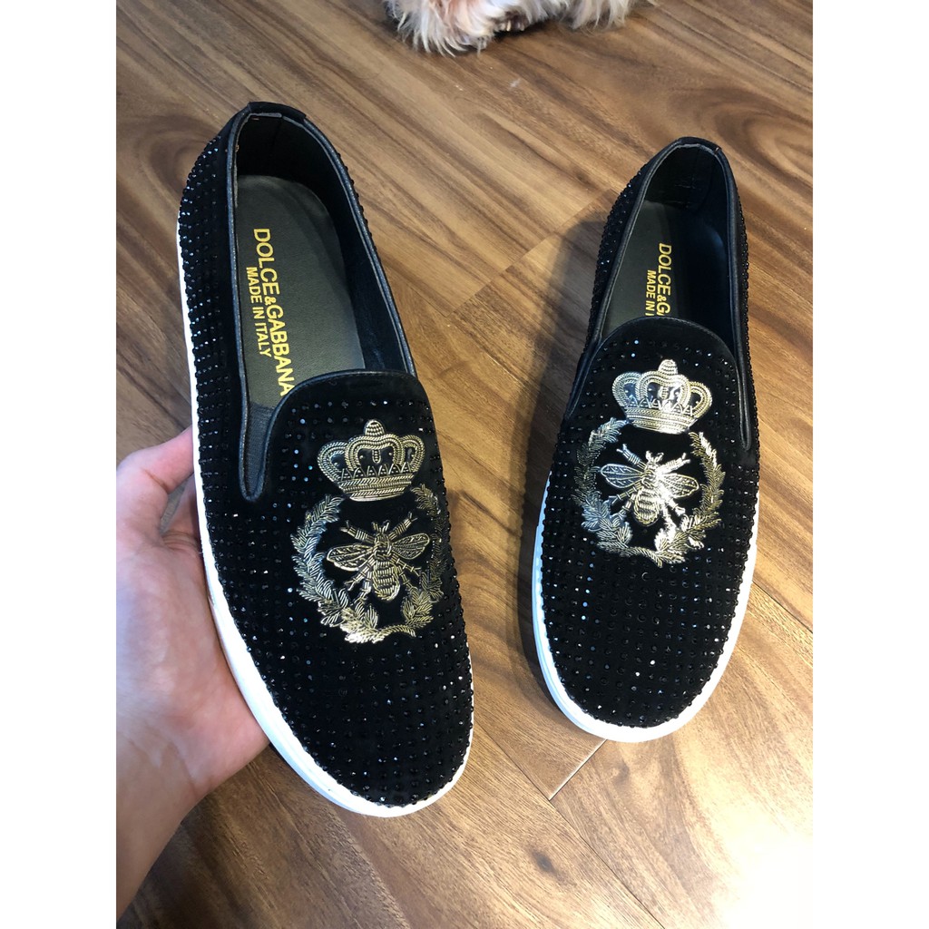 Giày Slipon đính đá vương miện