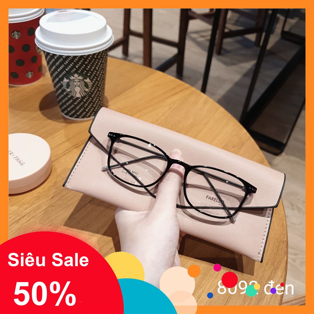 [Mã FARSSTGRE giảm 5K đơn bất kỳ] Gọng kính cận vuông, càng kính mảnh nhẹ 8092