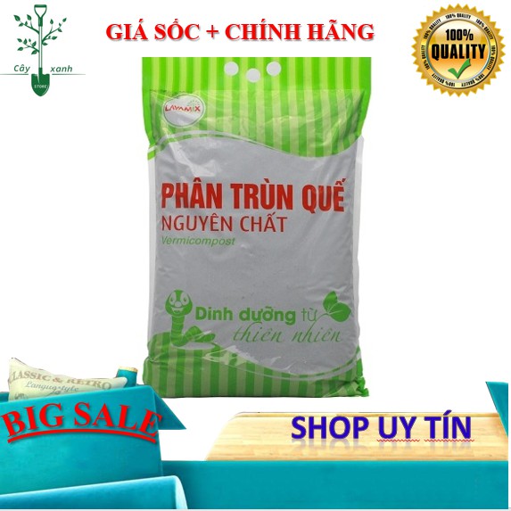 Phân Trùn Quế Nguyên Chất Lavamix 2Kg Phân Hữu Cơ Bón Rau và Cây Cảnh, Trộn Giá Thể Trồng Cây