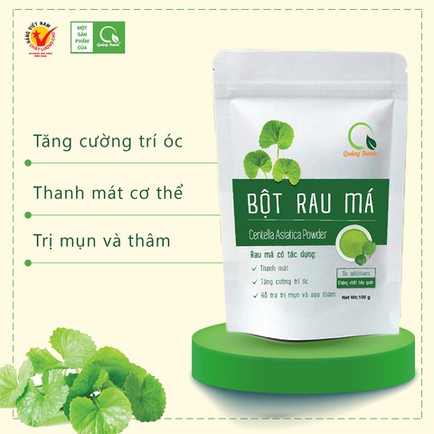 Bột rau má sấy lạnh Quảng Thanh nguyên chất 50gr 100gr hỗ trợ hết mụn, mờ thâm, thanh lọc cơ thể tăng cường trí óc