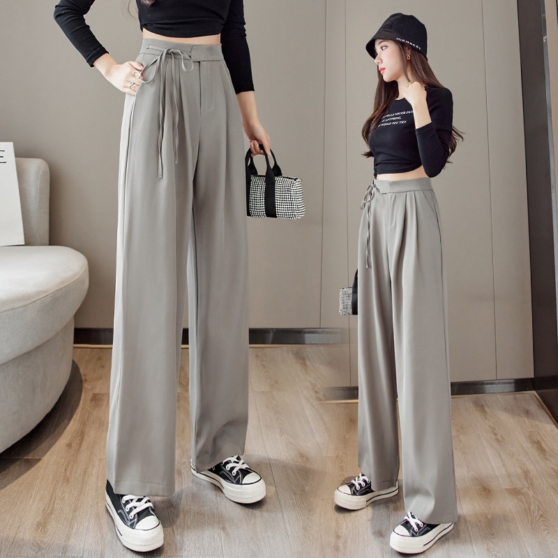 Quần ống rộng nữ cạp cao thắt nơ lưng dáng đứng nhiều màu hàng đẹp