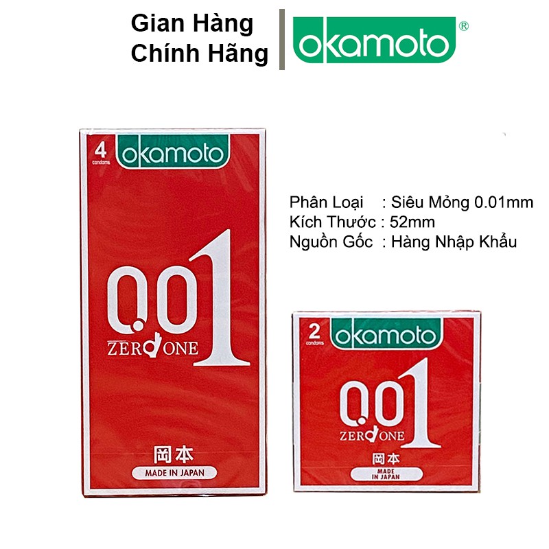 Bao cao su siêu mỏng Okamoto 0.01 Nhật Bản