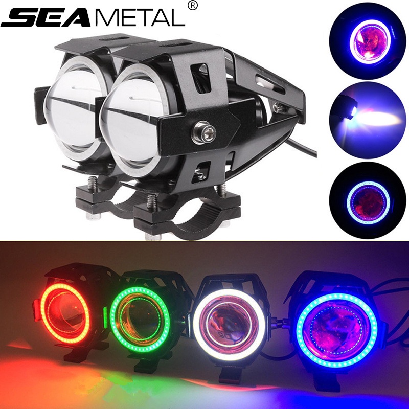 Đèn pha led gắn xe máy không thấm nước phong cách đôi mắt 125w siêu sáng đa năng